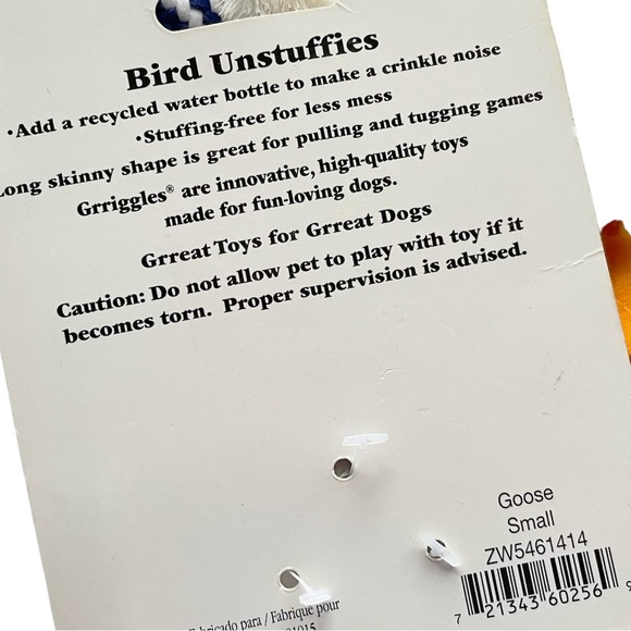 NEW 2 Dog Toys Plush Squeaky Squirrel Unstuffies Crinkle Goose - Picture 11 of 12